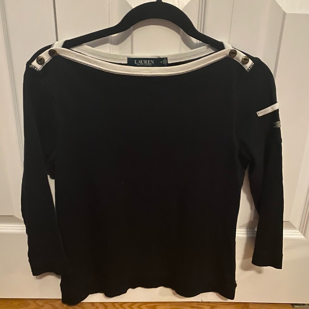 Lauren Ralph Lauren Black Boatneck Top